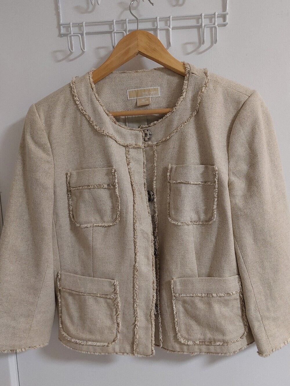 MICHAEL Michael Kors Cream Tweed Pocket Jacket